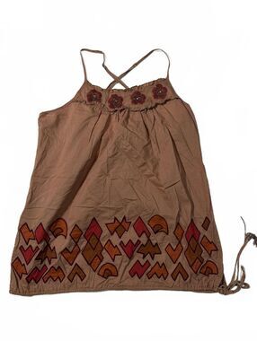 2000s Unite Brand Boho Feminine Beaded Sleeveless Blouse Size L Measures M
